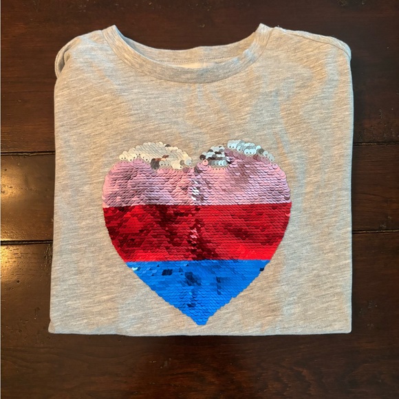 Girls M&S shirt with sequin Heart- Size 9/10 - Picture 3 of 5